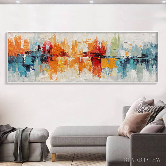 BUYARTVIEW Urban Reflections – Abstract Cityscape Impasto Oil Painting - image 2