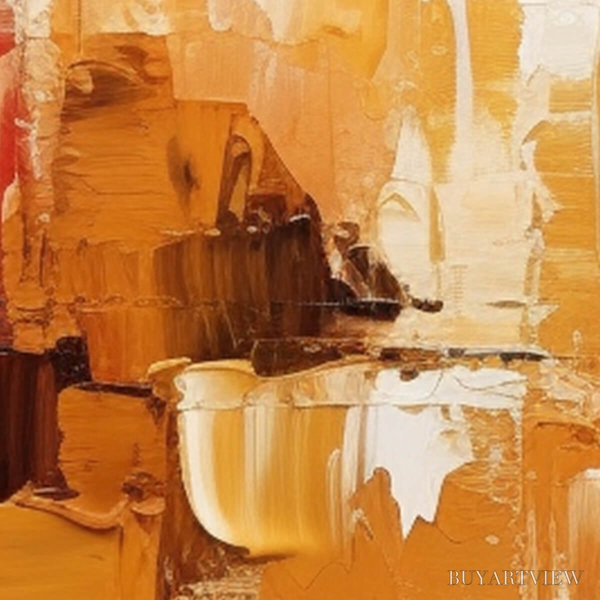 BUYARTVIEW Urban Reflections – Abstract Cityscape Impasto Oil Painting - image 3