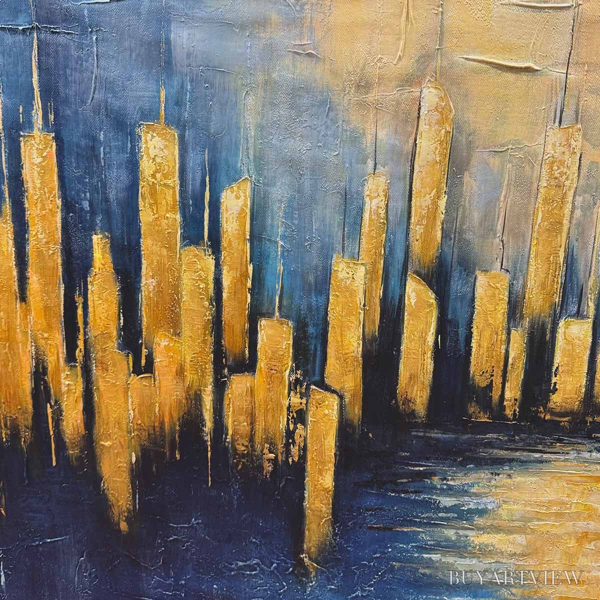 BUYARTVIEW Golden Metropolis – Panoramic Cityscape Oil Painting - image 5