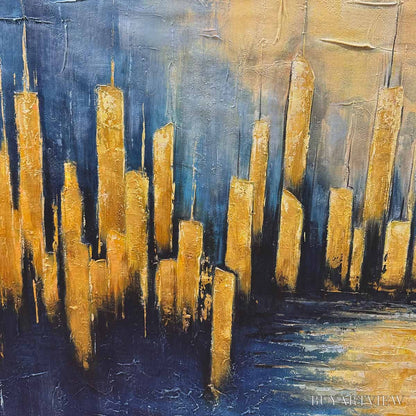 BUYARTVIEW Golden Metropolis – Panoramic Cityscape Oil Painting - image 5
