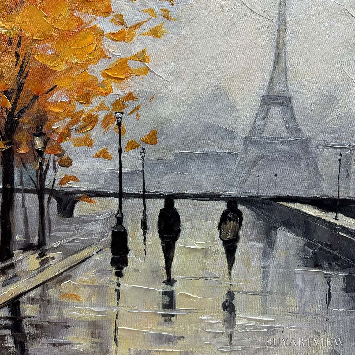 BUYARTVIEW Parisian Rain – Textured Cityscape Oil Painting - image 3