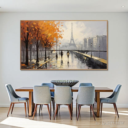 BUYARTVIEW Parisian Rain – Textured Cityscape Oil Painting - image 4