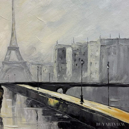BUYARTVIEW Parisian Rain – Textured Cityscape Oil Painting - image 5
