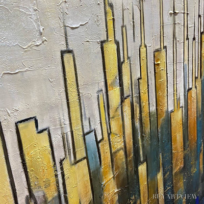 BUYARTVIEW Golden Metropolis – Textured Cityscape Oil Painting - image 5