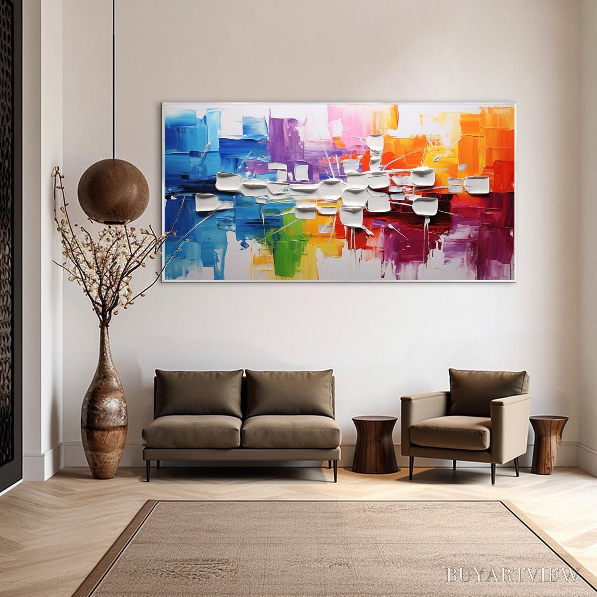 BUYARTVIEW Urban Abstract – Textured Abstract Oil Painting - image 2