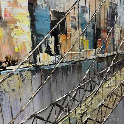 BUYARTVIEW Urban Connectivity – Panoramic Cityscape Oil Painting with Bridge - image 3