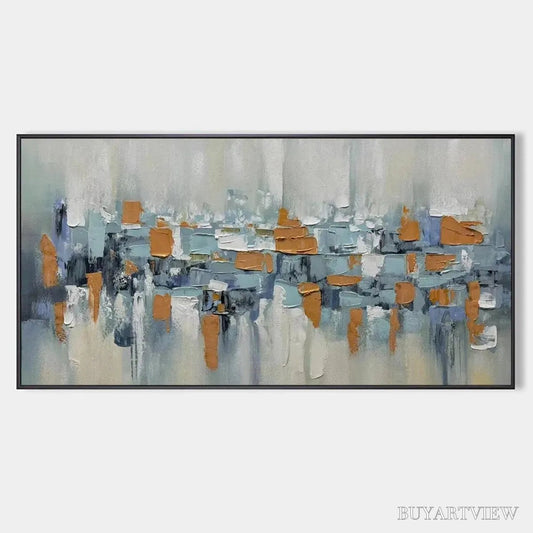 BUYARTVIEW Urban Abstract – Textured Abstract Painting, Modern , Panoramic Canvas, Office Decor - image 1