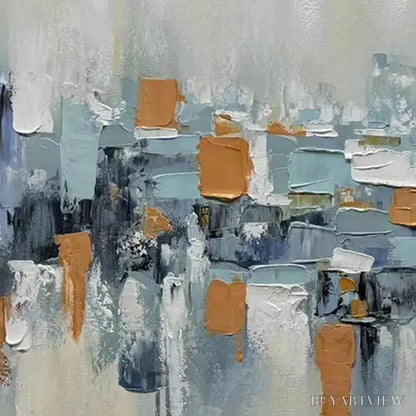 BUYARTVIEW Urban Abstract – Textured Abstract Painting, Modern , Panoramic Canvas, Office Decor - image 3
