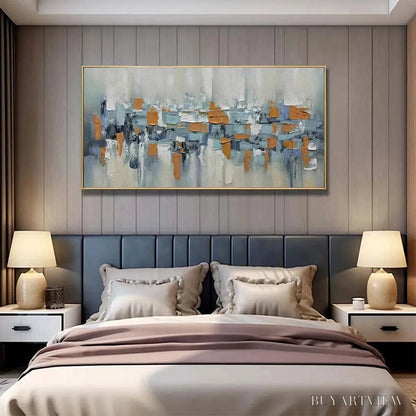 BUYARTVIEW Urban Abstract – Textured Abstract Painting, Modern , Panoramic Canvas, Office Decor - image 4