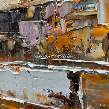 BUYARTVIEW Urban Abstract – Beige Abstract Painting, Modern , Textured Canvas, Vertical Artwork - image 3
