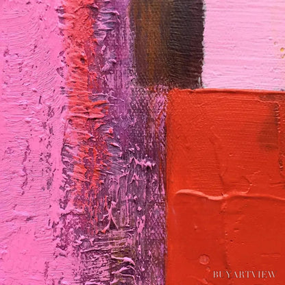 BUYARTVIEW Pink and Green Urban Abstract – Colorful Abstract City Painting, Square - image 4