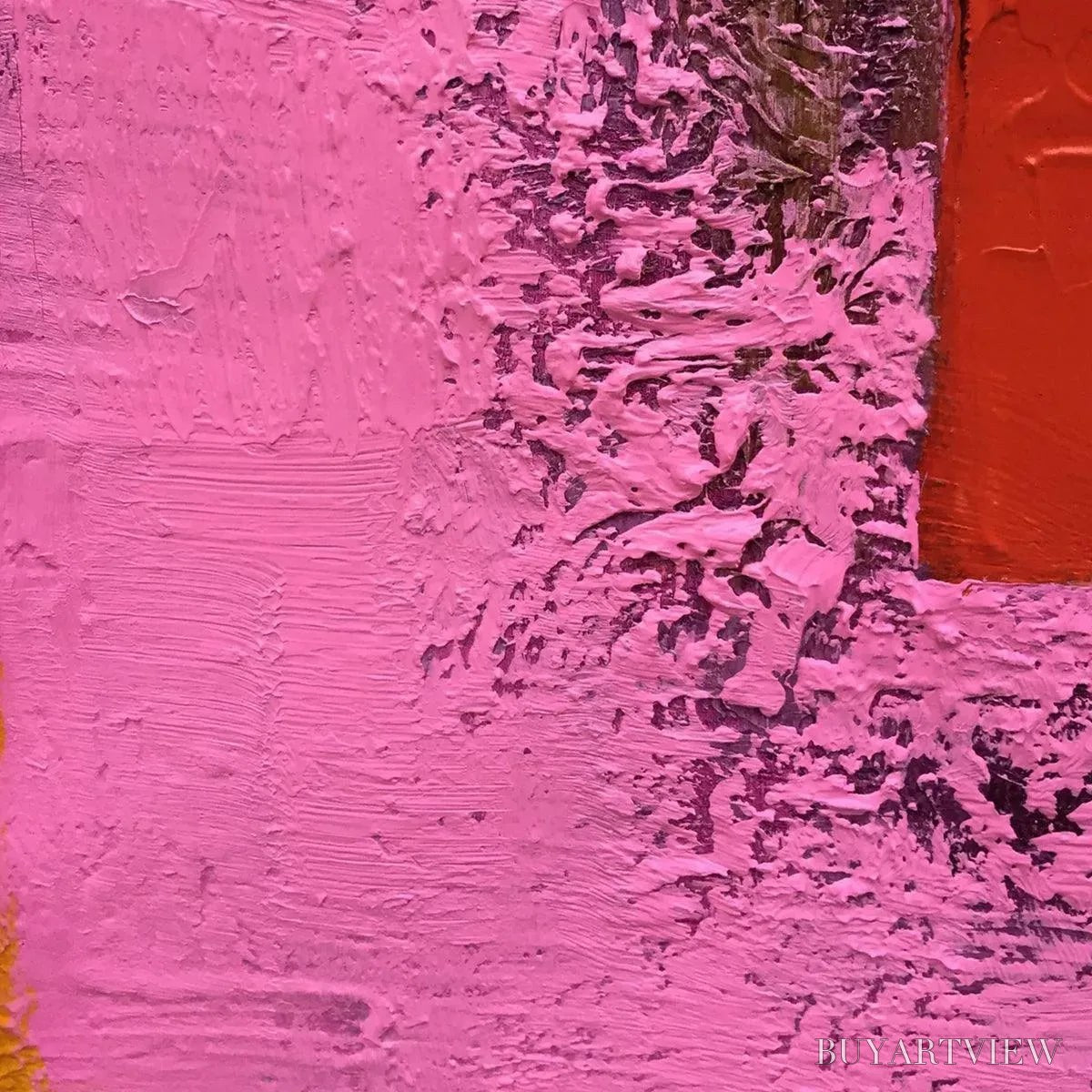 BUYARTVIEW Pink and Green Urban Abstract – Colorful Abstract City Painting, Square - image 6