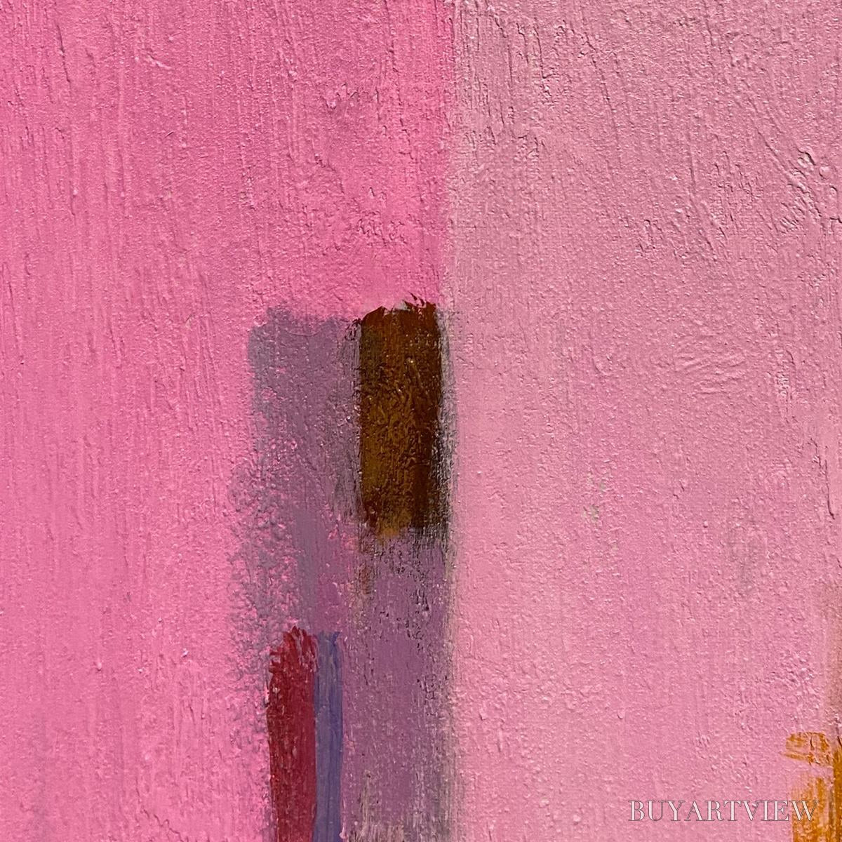 BUYARTVIEW Pink City Abstract – Colorful Abstract City Painting, Vertical - image 5