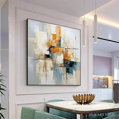 BUYARTVIEW Abstract Cityscape – Textured Geometric Abstract Painting, Square - image 4