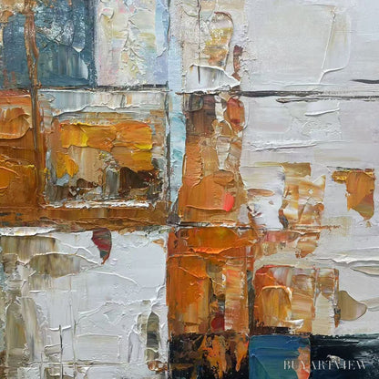 BUYARTVIEW Abstract Cityscape – Textured Geometric Abstract Painting, Square - image 6