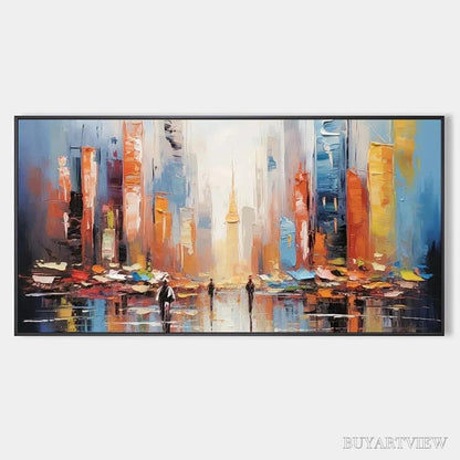 BUYARTVIEW City Market – Colorful Cityscape Painting - image 1