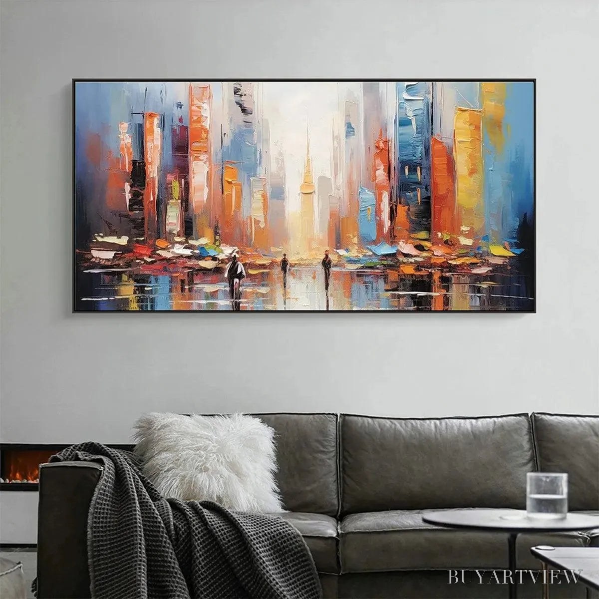 BUYARTVIEW City Market – Colorful Cityscape Painting - image 2