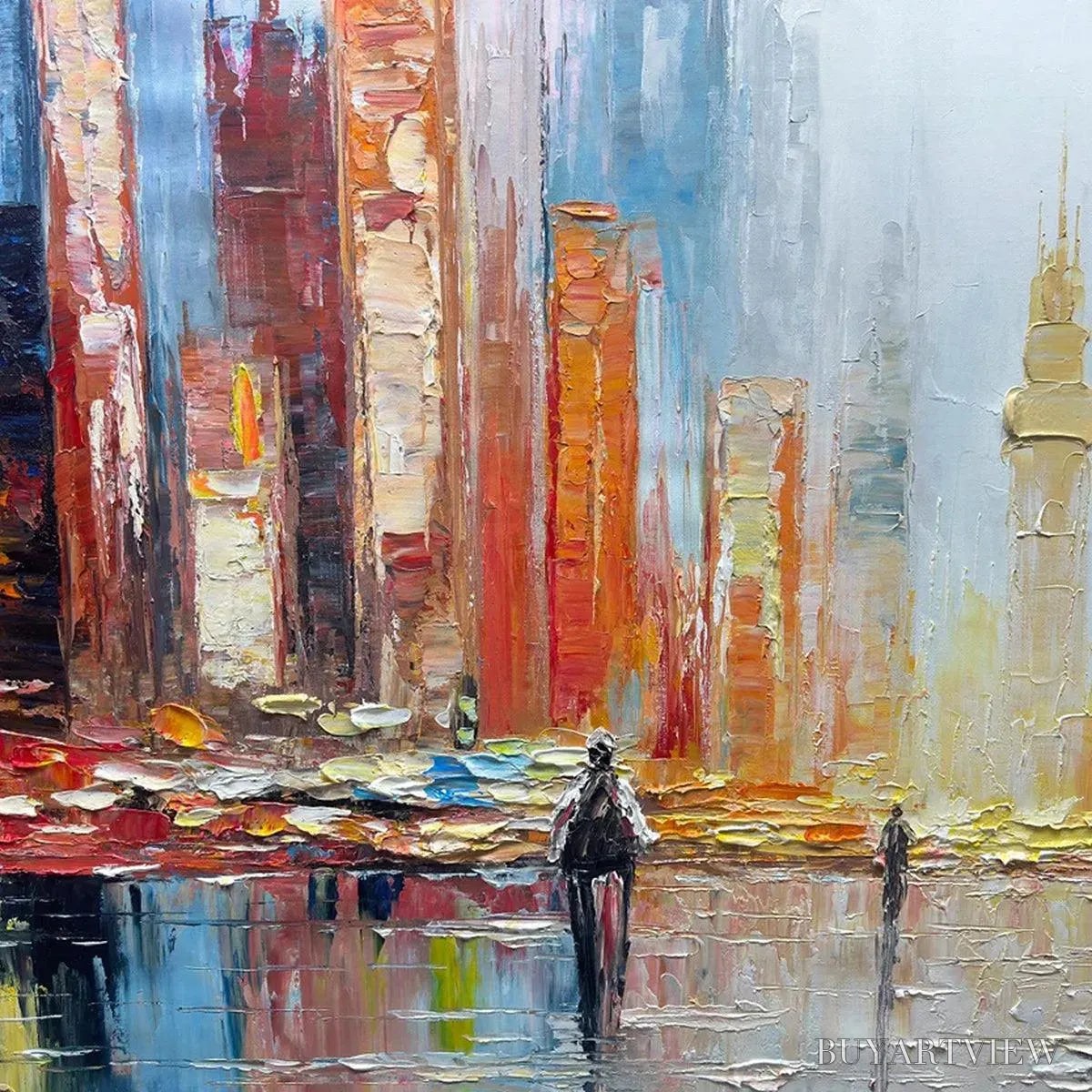 BUYARTVIEW City Market – Colorful Cityscape Painting - image 3