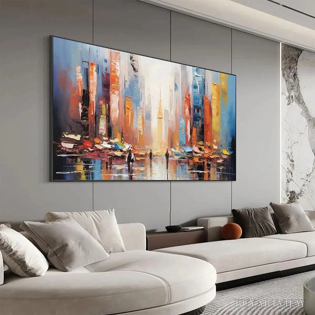 BUYARTVIEW City Market – Colorful Cityscape Painting - image 4