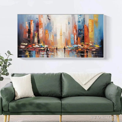 BUYARTVIEW City Market – Colorful Cityscape Painting - image 5