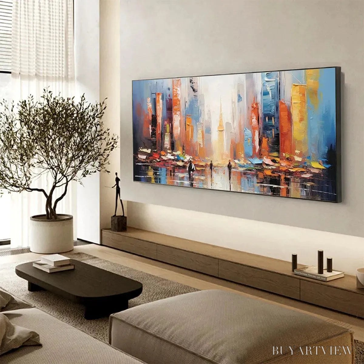 BUYARTVIEW City Market – Colorful Cityscape Painting - image 6