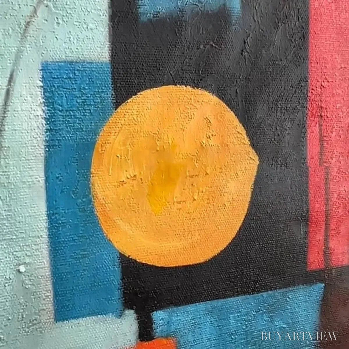 BUYARTVIEW Urban Geometry – Minimalist Abstract Painting in Red and Gold - image 3