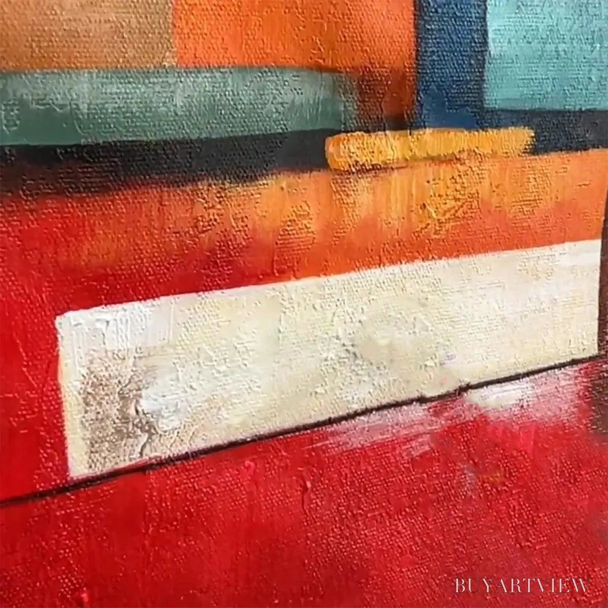 BUYARTVIEW Urban Geometry – Minimalist Abstract Painting in Red and Gold - image 5